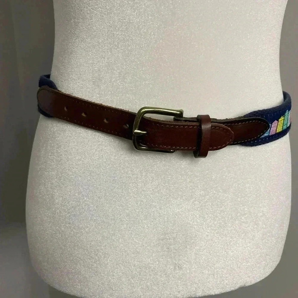 Charleston Krewe South Carolina Belt Canvas Skyline City Scape Blue Size 28 - Picture 3 of 5